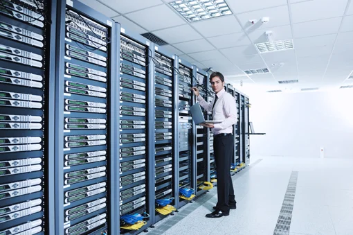 Person work in data center