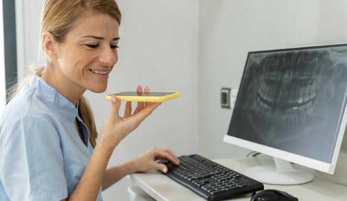 Doctor giving patient support through cloud communication