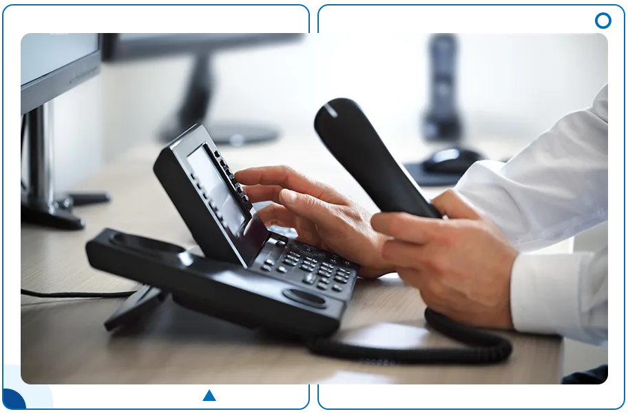 an office executive providing services over the phone